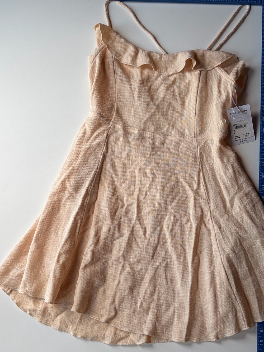 Free People Peach Ruffle-Trim Mini Dress